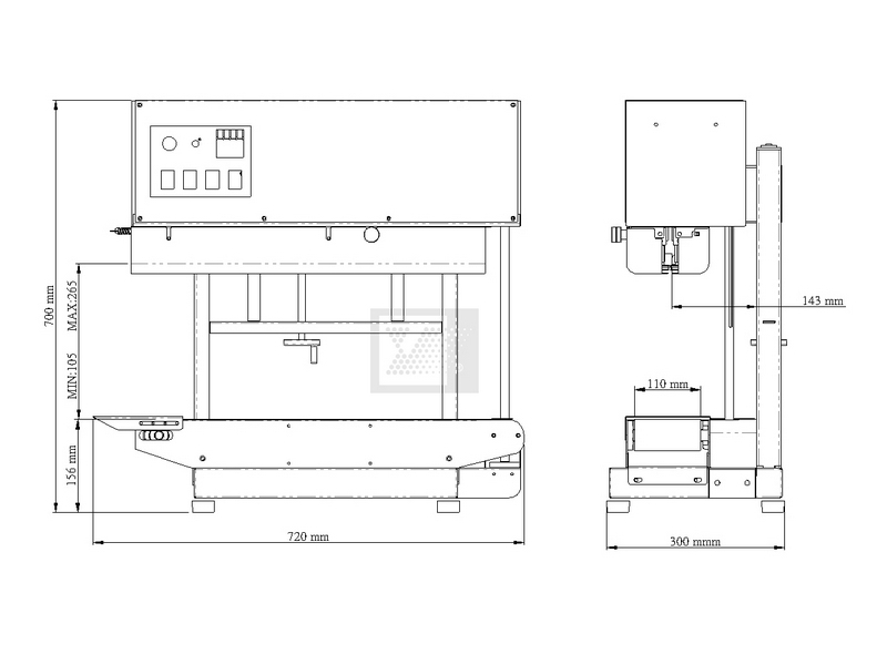 YU-533V 立式桌上型不鏽鋼連續封口機