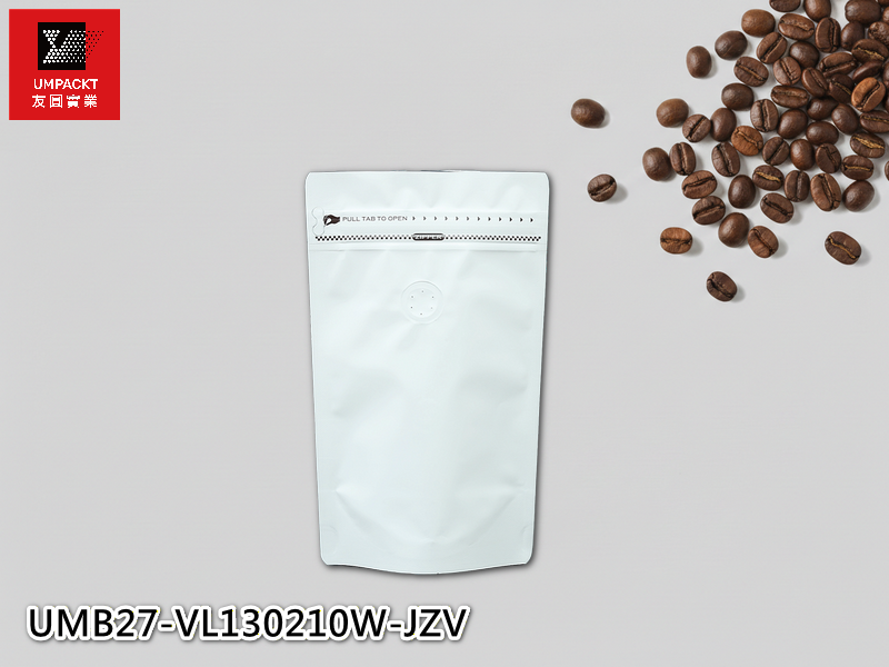 咖啡夾鏈立袋(白)氣閥-小