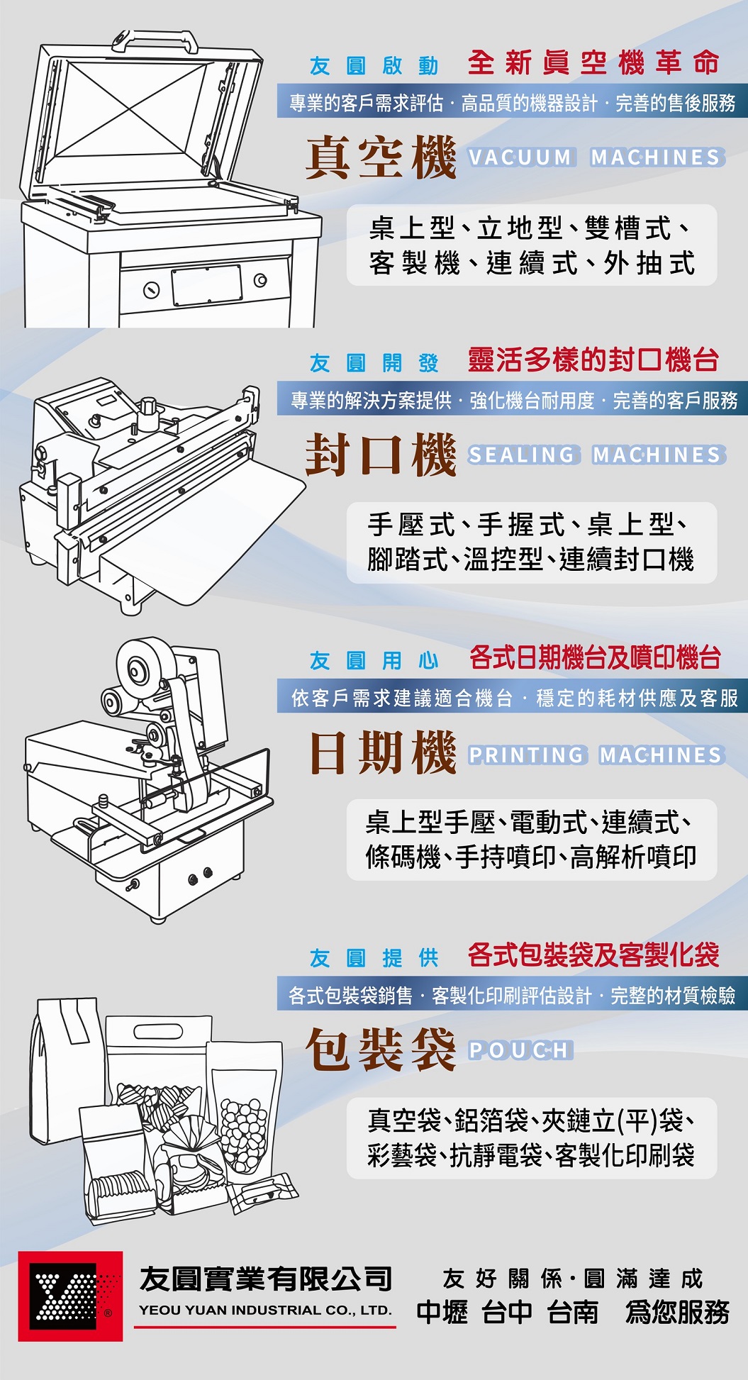 友圓實業專業的包裝機械與包裝袋提供